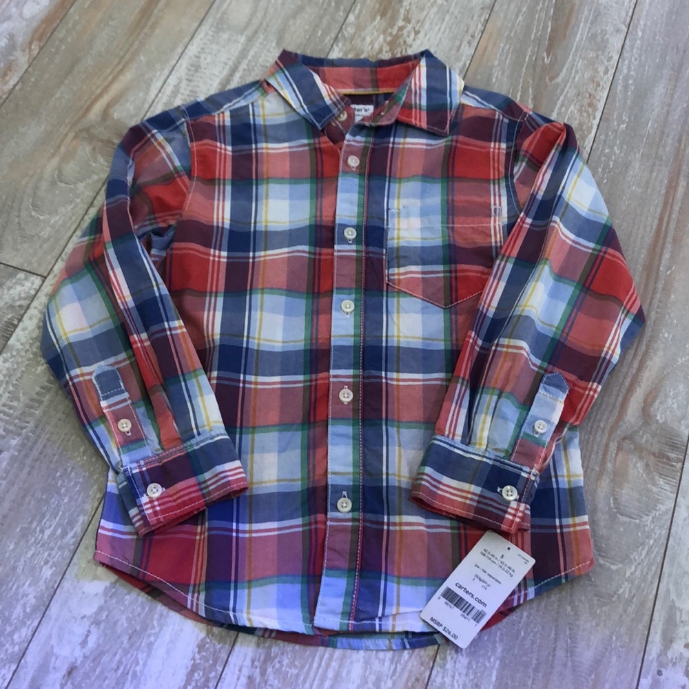NWT Carter’s plaid button down size 5
